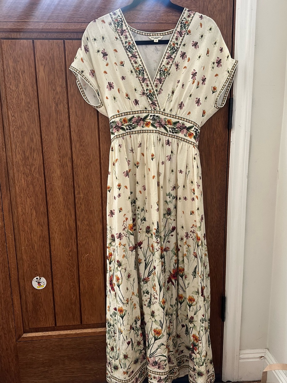 Max Studio Cream Floral Embroidered Maxi Dress
